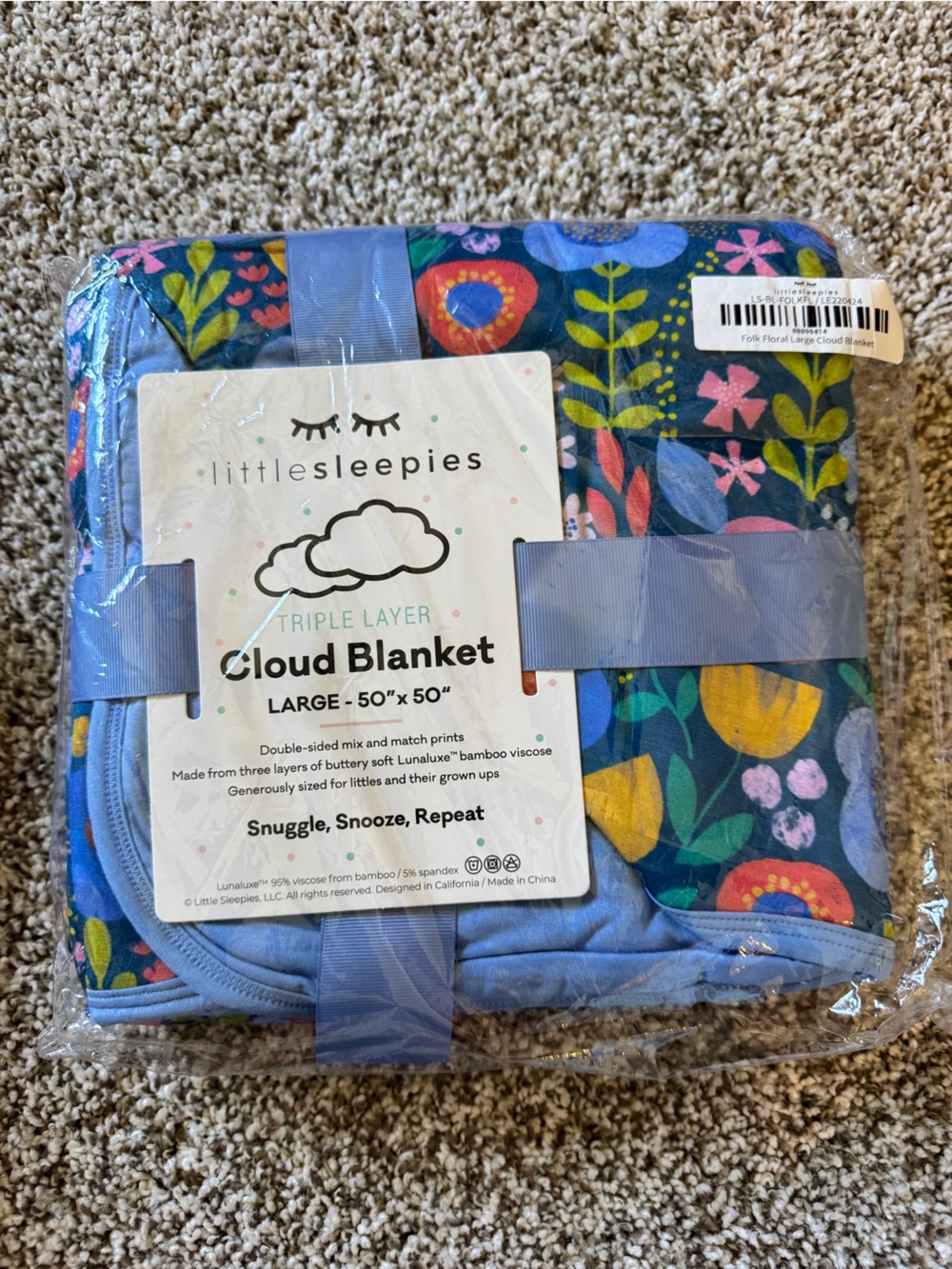 Little Sleepies Folk Floral Cloud Blanket